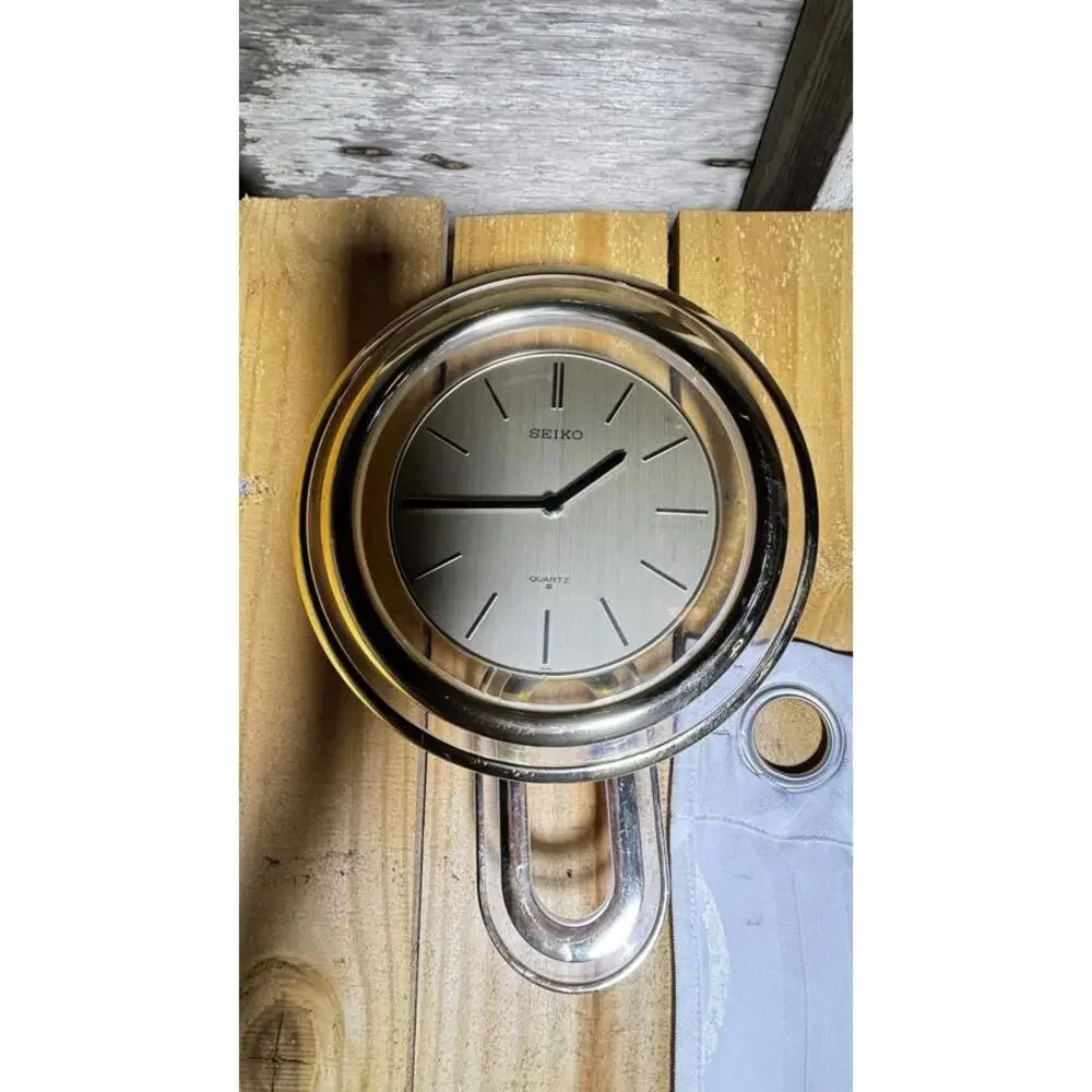 Vintage Seiko Quartz Pendulum Wall Clock Gold and Clear - Tested, Works Great!